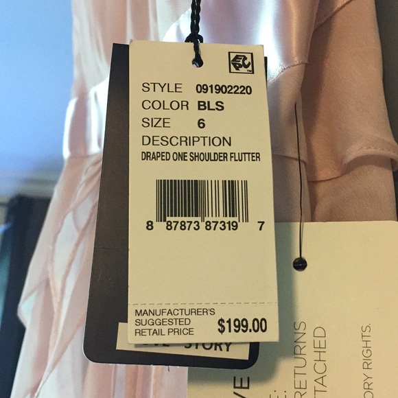 One shoulder Adrianna Papell gown in blush - Picture 5 of 7